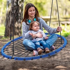 45″ 750lbs Spider Web Tree Swing for Kids & Adults, Outdoor Steel Frame Blue