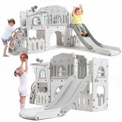 Playground Set – Slide, Climber, Basketball Hoop Tunnel Telesco Toddler 8-in-1