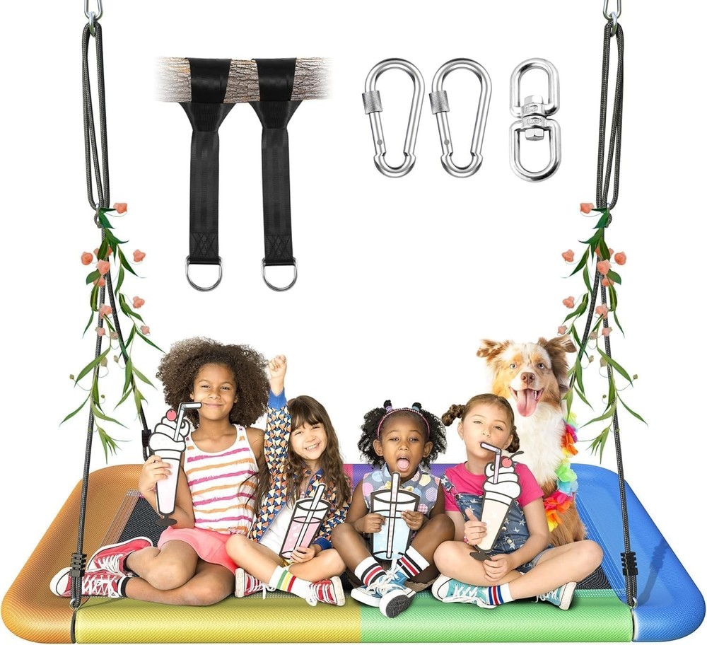 Tree Swing Kids & Adults 60″ Waterproof Rectangle Platform Swing 700lbs Heavy
