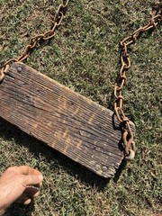 Vintage Playground Swing Cast Iron Hardware Wood Seat & Chains From Country Club
