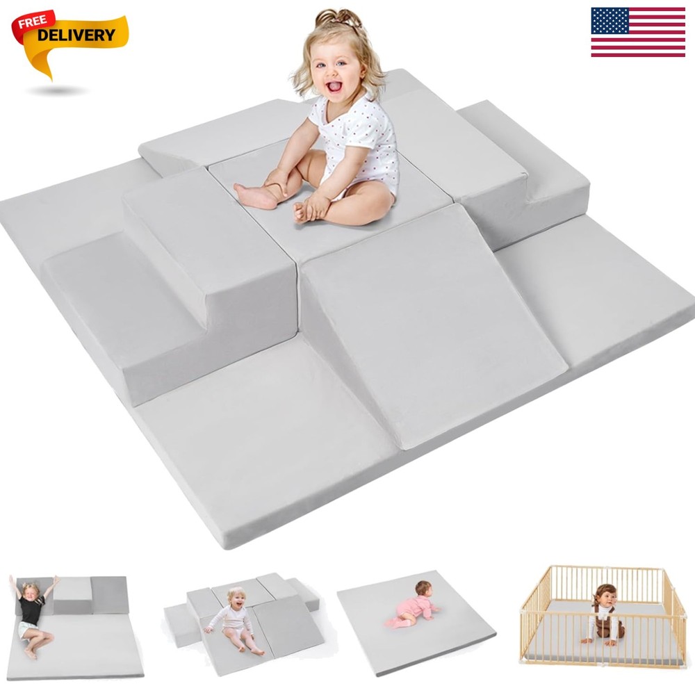 6-Piece Foam Climbing Blocks for Toddlers, Climb and Crawl Soft Foam Play Set…