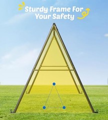 Swing Sets for Backyard, 440lbs Heavy 440LBS & 6FT Black Frame + Rainbow Swing