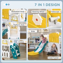8 in 1 Toddler Slide for Kids Age 1-3 Years, Yellow