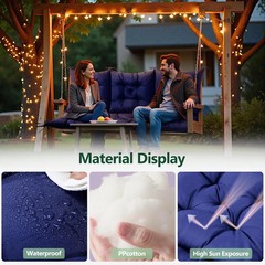 3 Seater Porch Swing Cushion,Thick Cushion for Patio Swing Furniture,3-Person Ou