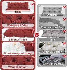 Premium 5″ Thick Waterproof Outdoor Swing Cushions Sturdy Durable 2-3 Seat Repla