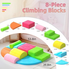 8 Piece Climbing Blocks，Soft Play Climbing Toys Indoor for Toddlers Ideal Cra…