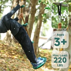 Climbing Rope with Platforms and Disc Swing Seat Set Green Disc Swing Seat