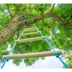 Trelines 7ft Rope Ladder: Wood Steps, 250lb Cap, Kids & Adults