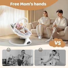 Electric Baby Swing with Remote Control – 5 Natural Motion Speeds, Detachable…