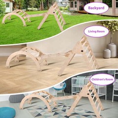 Climber Slide Kids Set Playground Foldable Wooden Montessori with Ramp Rocker