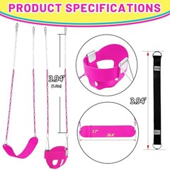 Toddler Bucket Swing Set, High Back Full Enclosed Swing Seat with 4 Rose Red