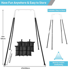 Heavy Duty Foldable Swing Stand for Kids with Sandbags – Indoor/Outdoor Black
