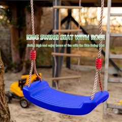 Plastic Swing Seat with Adjustable Rope, 220 lb Capacity Blue