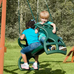 Gorilla Playsets 04-0037-G Dual Ride Glider Back-To-Back Tandem Swing, Green, Gr