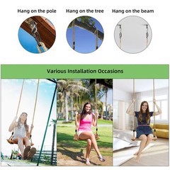 Beech Wood Tree Swing Seat Hanging Swing Seat for Adult Kids Children Swing C…