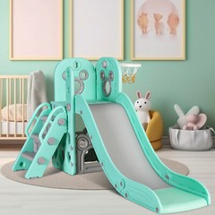Toddler Slide, Indoor Slide Climber Set for Kids with Storage & Basketball Hoop