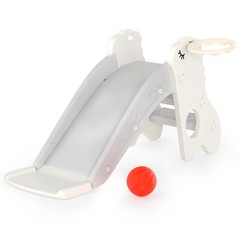 3In1 Kid Folding Slide With Climber,Basketball Hoop,Freestanding Slide Toy White