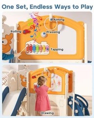 Toddler Slide Set, 13 in 1 Kids Indoor Slide for Toddler 1-3, Blue&yellow