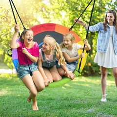 700lbs 40″ Saucer Tree Swing for Kids Adults Waterproof Outdoor Round Mat Swing