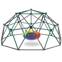 Hapfan 10ft Climbing Dome with Saucer Swing Jungle Gym Outdoor Play Equipment
