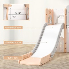 8 in 1 Toddler Slide Playset for Age 1-3 with Climber Toy Storage Gray and Pink