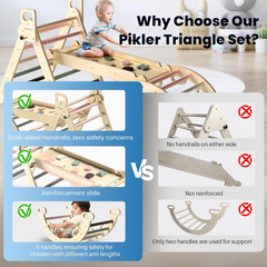 Pikler Triangle Set, 7-In-1 Foldable Wooden Toddler Climbing Toys Indoor Playgro