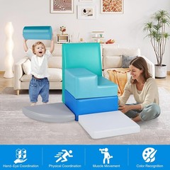6-Piece Soft PU Leather Toddlers Climbing Toys for Baby – Kids Foam Climbing …