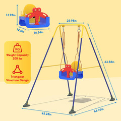 3-in-1 Toddler Swing Set with Safety Belt & Anti-Slip Base – Indoor/Outdoor Use