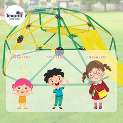 Climbing Dome with Slide, Kids Outdoor Jungle Gym Geometric Dome Climber, Steel