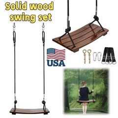 Wooden Swing Seat Nostalgic Outdoor Wood Swing for Kids Tree Swing for Adults
