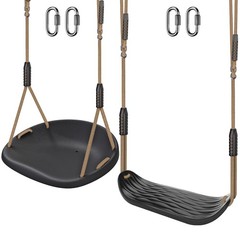 SELEWARE 2 Pack Heavy Duty Plastic Swing Seats with Adjustable Rope & Quick C…