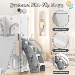 7 in 1 Toddler Indoor Playground Slide and Swing Set, Kids Freestanding Toddl…