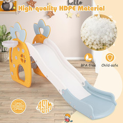 Toddler Slide, 3 in 1 Freestanding Foldable Kids Slide with Climber, Basketball