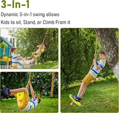 Columpio de árbol redondo para niños, soporta 100 kg (220 lb), amarillo