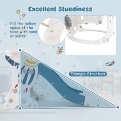 4-in-1 Toddler Climber Slide Set Kids Slide and Swing Set With Basketball Hoop