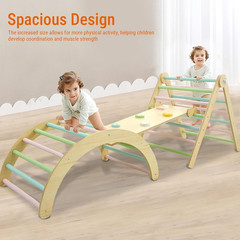 Foldable Pikler Triangle Set 5-In-1, Wooden Montessori Climber for Toddlers with