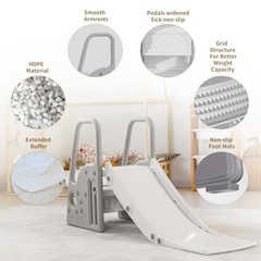 3 in 1 Toddler Large Play Climber Slide PlaySet with Extra Long Slipping Gray