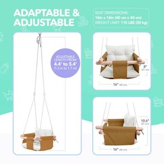 – Canvas Baby Swing Chair, Wooden Hanging Seat with Safety Belt, Durable and …