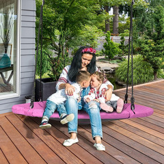 Moccha Flying Saucer Tree Swing, Giant 40” round Swing with Steel Frame & Adjust