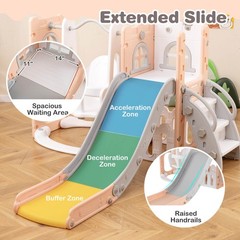 7-in-1 Toddler Slide & Swing Set Indoor Playground for Kids Age 1-3 Years Old