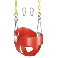 Red Toddler Swing Seat High Back Full Bucket Baby Swing Seat Support 150 lbs