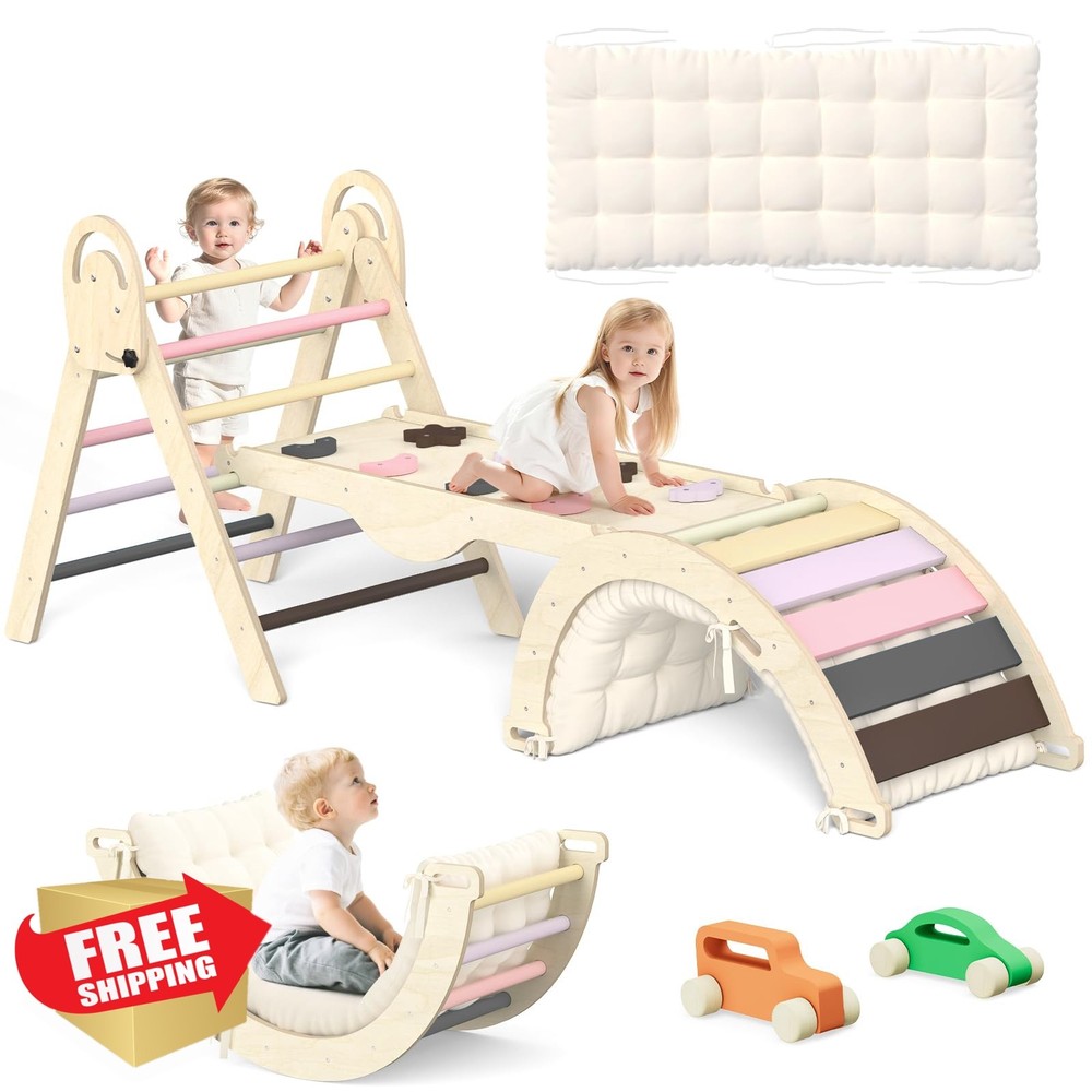 investfun Pikler Triangle Set Purple Cushion Car