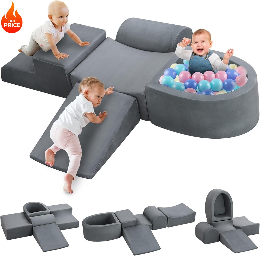 Toddler Soft Play Climbing Toys 5 Pcs Foam Climbing Blocks & Ball Pit Gym Set