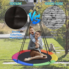 43 In. Saucer Swing with Textilene Fabric Seat, Waterproof Uv-Resistant, 360° Sw