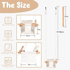 Baby Swing Outdoor Indoor Toddler Swing Seat with Safety Belt, Canvas Cream