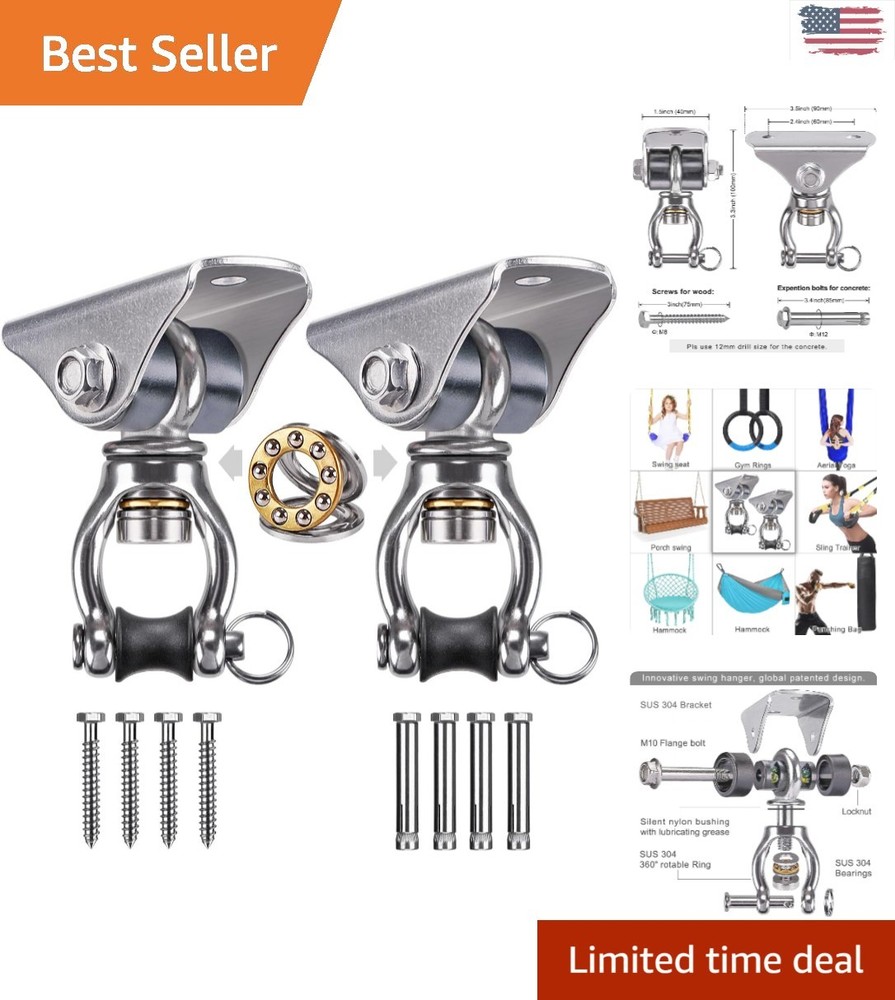 Heavy Duty Silent Swing Hanger – 2 Pack with 360° Rotating Design for All Swings