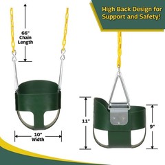 Heavy-Duty High Back Full Bucket Toddler Swing Seat | Coated Swing Chains Ful…