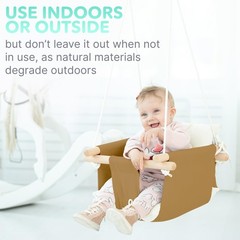 – Canvas Baby Swing Chair, Wooden Hanging Seat with Safety Belt, Durable and …