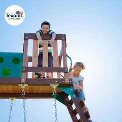 Woodridge Elite Cedar Wood Swing Set with Wave Slide, Clubhouse, Crawl Tunnel, C