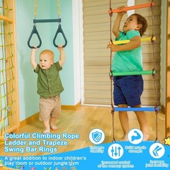 48” Trapeze Swing Bar & 6.8ft Climbing Rope Ladder for Outdoor Fun – 2 Pack